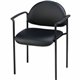Lorell Reception Guest Chair with Arms - Black Vinyl Seat - Vinyl Back - Steel Frame - Four-legged Base - Black - 1 Each