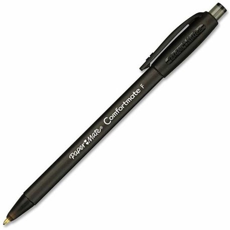 Paper Mate Comfort Mate Retractable Pens - Fine Pen Point - Retractable - Black - Rubber Barrel - 1 Dozen