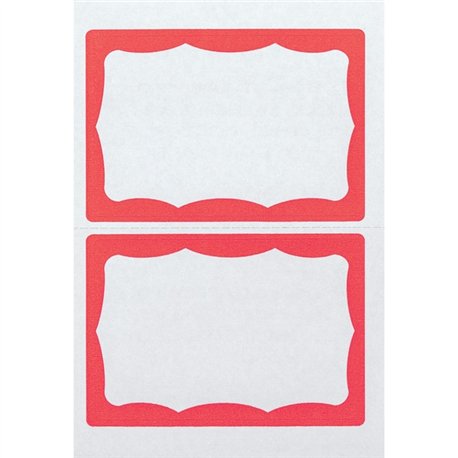 Advantus Color Border Adhesive Name Badges - 2 5/8" Height x 3 3/4" Width - Removable Adhesive - Rectangle - White, Red - 100 / 