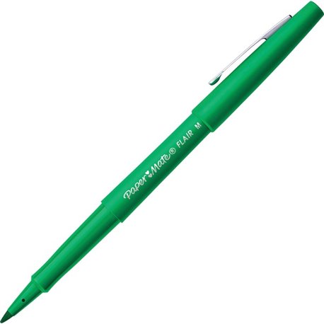 Paper Mate Flair Point Guard Felt Tip Marker Pens - Medium Pen Point - Green Water Based Ink - 1 Dozen