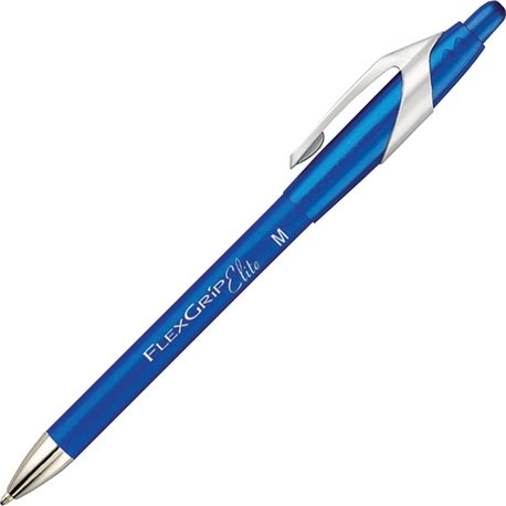 Paper Mate FlexGrip Elite Retractable Ballpoint Pens - Medium Pen Point - Refillable - Retractable - Blue - Blue Rubber Barrel -