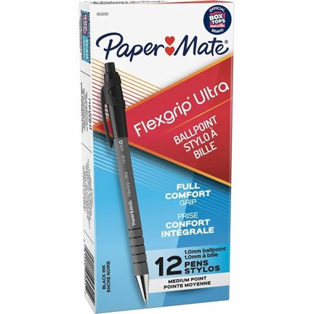 Paper Mate Flexgrip Ultra Retractable Pens - Medium Pen Point - Refillable - Retractable - Black Alcohol Based Ink - Rubber Barr