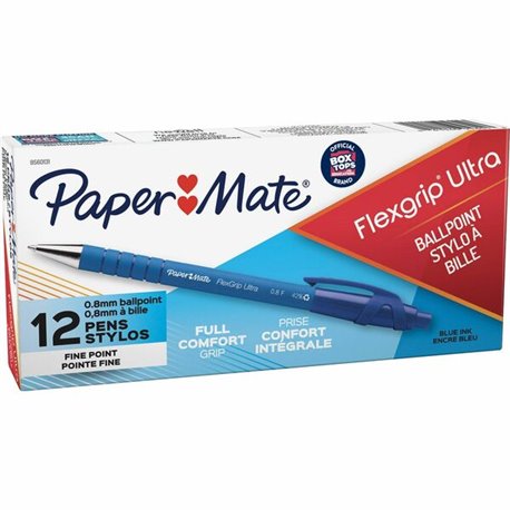 Paper Mate Flexgrip Ultra Retractable Pens - Fine Pen Point - Refillable - Retractable - Blue Alcohol Based Ink - Rubber Barrel 