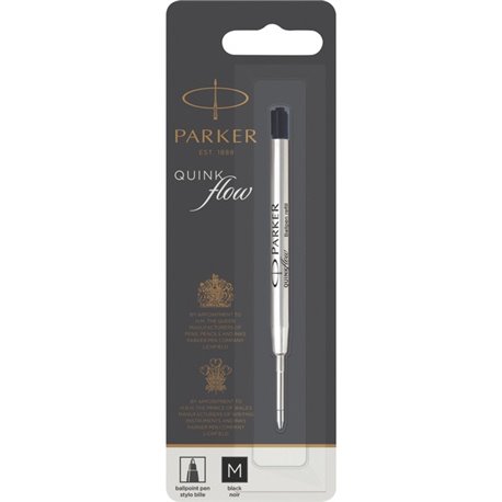 Parker Quinkflow Black Ink Ballpen Refill - Medium Point - Black Ink - Smooth Writing, Quick-drying Ink - 1 Each