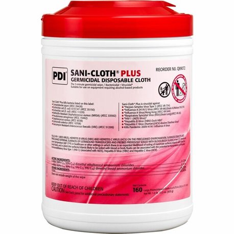 PDI Sani-Cloth Plus Germicidal Disposable Cloth - 6.75" Length x 6" Width - 160 / Canister - 1 Each - Disposable, Disinfectant, 