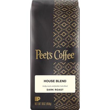 Peet's Coffee Ground House Blend Coffee - Dark - 16 oz Per Bag - 1 Each