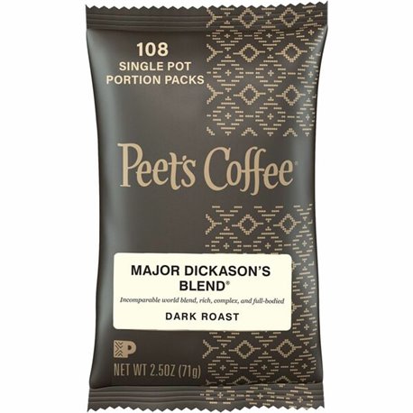 Peet's Coffee Major Dickason's Blend Coffee - Smooth - 2.5 oz Per Pack - 18 / Box