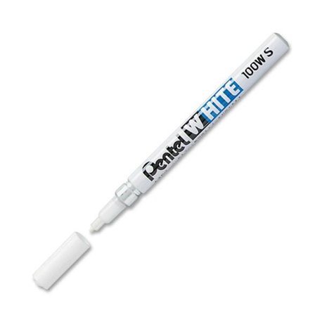 Pentel Felt Tip White Markers - Bullet Marker Point Style - White - 1 Each