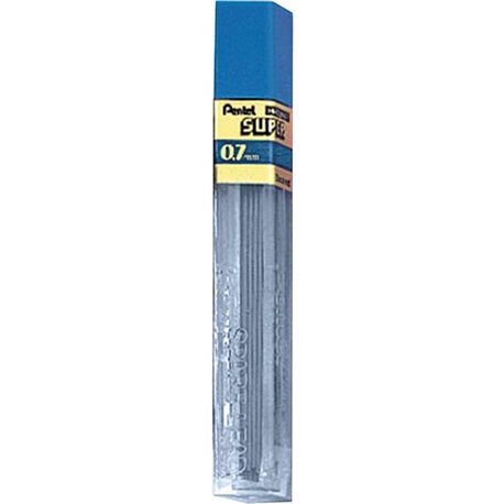 Pentel Super Hi-Polymer Leads - 0.7 mmMedium Point - 2H - Black - 12 / Tube