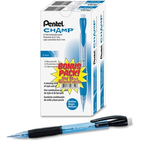 Pentel Champ Mechanical Pencils - 0.7 mm Lead Diameter - Blue Barrel - 24 / Pack