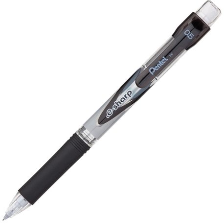 Pentel E-Sharp Mechanical Pencils - 2 Lead - 0.5 mm Lead Diameter - Refillable - Black Barrel - 1 Dozen