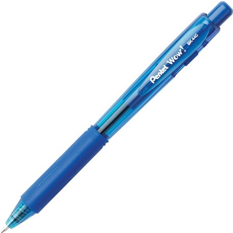 Pentel WOW! Retractable Ballpoint Pens - Medium Pen Point - 1 mm Pen Point Size - Retractable - Blue - Blue Barrel - 12 / Dozen