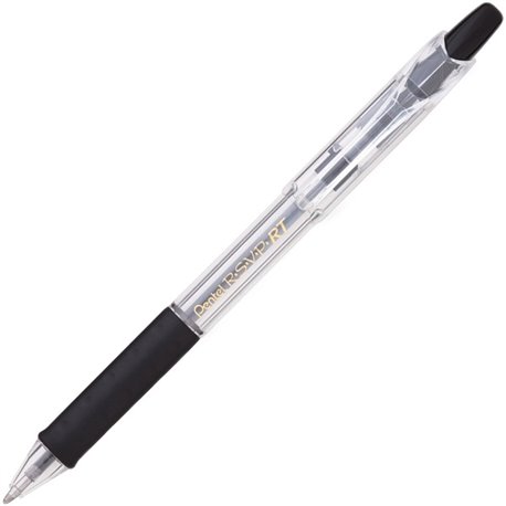 Pentel Recycled Retractable R.S.V.P. Pens - Medium Pen Point - 1 mm Pen Point Size - Refillable - Retractable - Black - Clear Ba