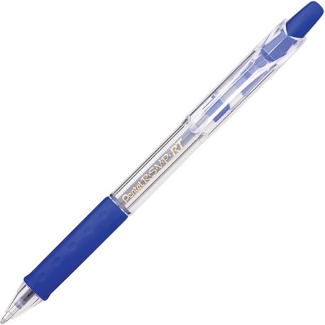 Pentel Recycled Retractable R.S.V.P. Pens - Medium Pen Point - 1 mm Pen Point Size - Refillable - Retractable - Blue - Clear Bar