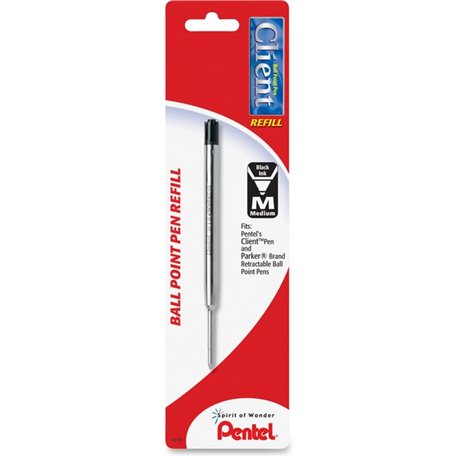 Pentel BKC10 Liquid Ink Client Refill - Medium Point - Black Ink - 1 / Pack