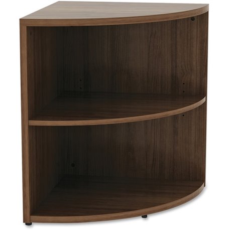 Lorell Essentials Series Desk End Corner Bookcase - 23.6" Height x 29.5" Width30.7" Length%Floor - Walnut - Laminate, Polyvinyl 