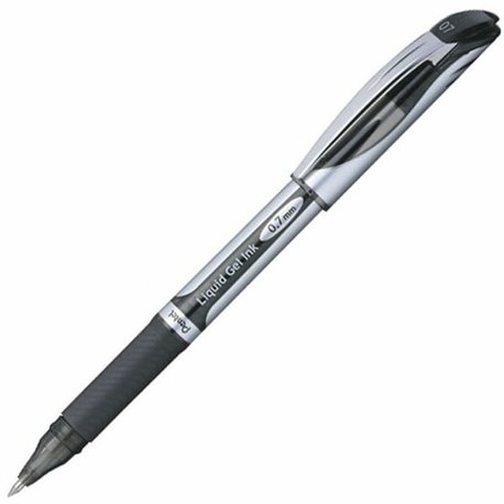 EnerGel EnerGel Deluxe Liquid Gel Pen - Medium Pen Point - 0.7 mm Pen Point Size - Refillable - Black Gel-based Ink - Silver Bar