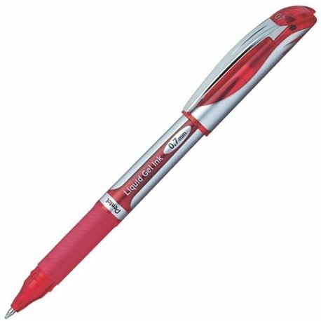 EnerGel EnerGel Deluxe Liquid Gel Pen - Medium Pen Point - 0.7 mm Pen Point Size - Refillable - Red Gel-based Ink - Silver Barre