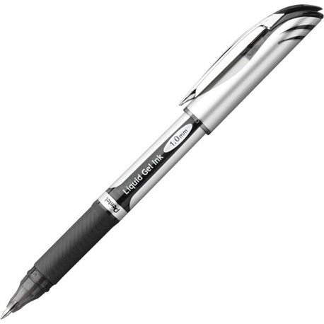 EnerGel EnerGel Deluxe Liquid Gel Pen - Bold Pen Point - 1 mm Pen Point Size - Refillable - Black Gel-based Ink - Silver Barrel 