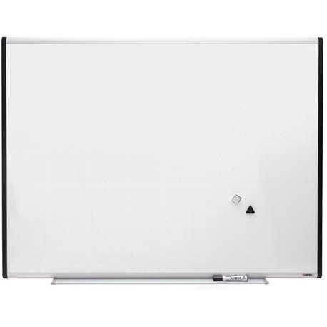 Lorell Signature Series Magnetic Dry-erase Markerboard - 48" (4 ft) Width x 36" (3 ft) Height - Porcelain Surface - Silver, Ebon