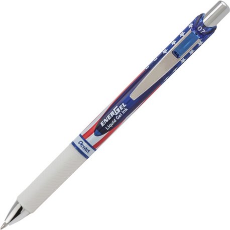 EnerGel EnerGel Stars & Stripes Liquid Gel Pen - 0.7 mm Pen Point Size - Refillable - Retractable - Black - 1 Each