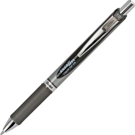 EnerGel EnerGel RTX Liquid Gel Pens - Bold Pen Point - 1 mm Pen Point Size - Refillable - Retractable - Black - Gray Barrel - 1 