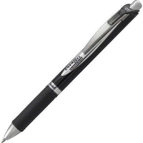 EnerGel Retractable Gel Roller Pen - 0.7 mm Pen Point Size - Retractable - Black Gel-based Ink - Black Barrel - Metal Tip - 1 Ea