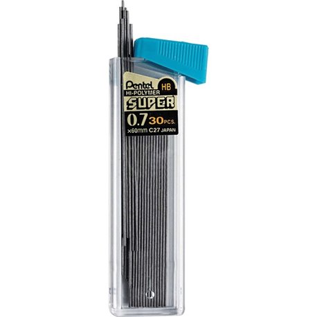 Pentel Super Hi-Polymer Leads - 0.7 mmMedium Point - HB - Black - 30 / Tube