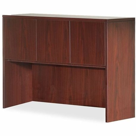 Lorell Essentials Series Stack-on Hutch with Doors - 59" x 14.8" x 36" - 3 Door(s) - Finish: Laminate, Mahogany - Cord Managemen