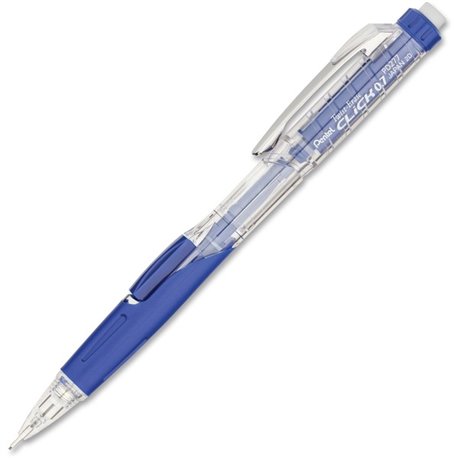 Pentel .7mm Twist-Erase Click Mechanical Pencil - 2 Lead - 0.7 mm Lead Diameter - Refillable - Transparent, Blue Barrel - 1 Each