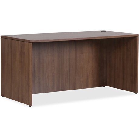 Lorell Essentials Series Rectangular Desk Shell - 1" Top, 59" x 29.5"29.5" Desk - Finish: Walnut Laminate - Lockable, Grommet, M