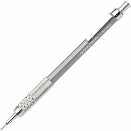 Pentel GraphGear 500 Mechanical Drafting Pencil - HB Lead - 0.9 mm Lead Diameter - Refillable - Gray Barrel - 1 Each