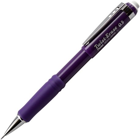 Pentel Twist-Erase III Mechanical Pencils - 2 Lead - 0.5 mm Lead Diameter - Refillable - Black Lead - Violet Barrel - 1 Each