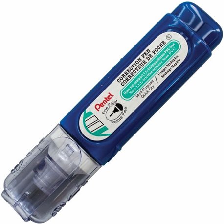 Pentel Jumbo Correction Pen - Metal Tip Applicator - 12 mL - White - Fast-drying, Ozone-safe - 1 Each