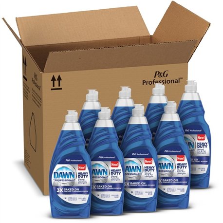Dawn Manual Pot/Pan Detergent - 38 fl oz (1.2 quart) - 8 / Carton - Heavy Duty, Long Lasting - Blue