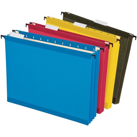 Pendaflex SureHook Letter Recycled Hanging Folder - 3 1/2" Folder Capacity - 8 1/2" x 11" - 3 1/2" Expansion - Poly - Blue, Red,