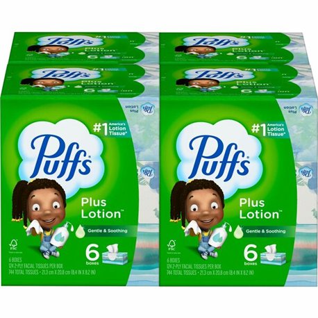 Puffs Plus Lotion Facial Tissue - 2 Ply - 8.20" x 8.40" - White - 24 / Carton