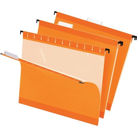 Pendaflex 1/5 Tab Cut Letter Recycled Hanging Folder - 8 1/2" x 11" - Orange - 10% Recycled - 25 / Box