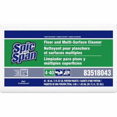 Spic and Span Floor Cleaner - Concentrate - 3 fl oz (0.1 quart) - 45 / Carton - Non-corrosive, Slip Resistant - Green, Transluce