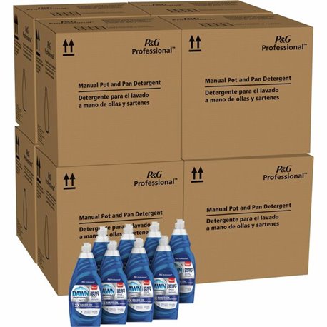 Dawn Manual Pot/Pan Detergent - 38 fl oz (1.2 quart) - 64 / Pallet - Heavy Duty - Blue