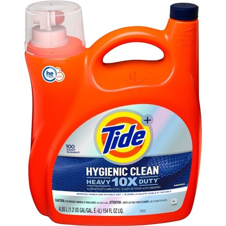 Tide Hygienic Clean Laundry Detergent - 154 fl oz (4.8 quart)Bottle - 1 Bottle - Hygienic, Hypoallergenic, Heavy Duty - Blue