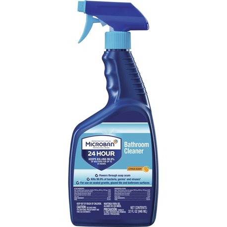 Microban Professional Bathroom Cleaner Spray - Ready-To-Use - 32 fl oz (1 quart) - Citrus Scent - 1 Bottle - Phosphate-free, Ver