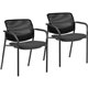Lorell Advent Mesh Back Guest Chairs with Arms - Tubular Steel Frame - Mid Back - Four-legged Base - Black - 2 / Carton