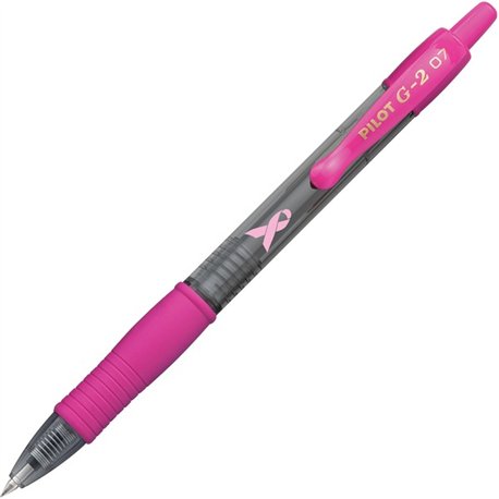Pilot G2 Breast Cancer Awareness Gel Pen - Fine Pen Point - 0.7 mm Pen Point Size - Refillable - Retractable - Black Gel-based I