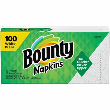 Bounty Quilted Napkins - 1 Ply - 12.10" x 12" - White - Paper - 100 / Pack