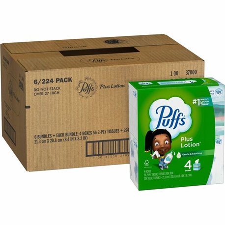 Puffs Plus Lotion Facial Tissues - 2 Ply - White - 56 Per Box - 24 / Carton