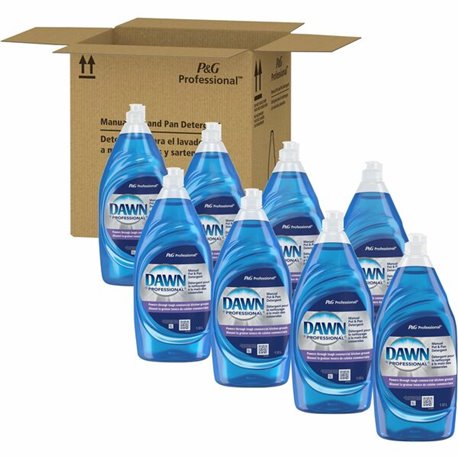 Dawn Manual Dishwashing Liquid - For Pot, Pan - Liquid - 38 fl oz (1.2 quart) - 8 / Carton - Blue