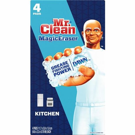 Mr. Clean Magic Eraser Cleaning Pads - 4/Pack - Rectangle - 5.40" Width x 9.80" Depth - Ceramic Tile, Granite Floor - Dirt Remov