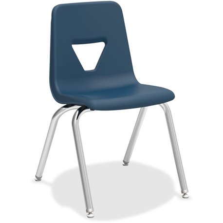 Lorell 18" Seat-height Student Stack Chairs - Four-legged Base - Navy - Polypropylene - 4 / Carton