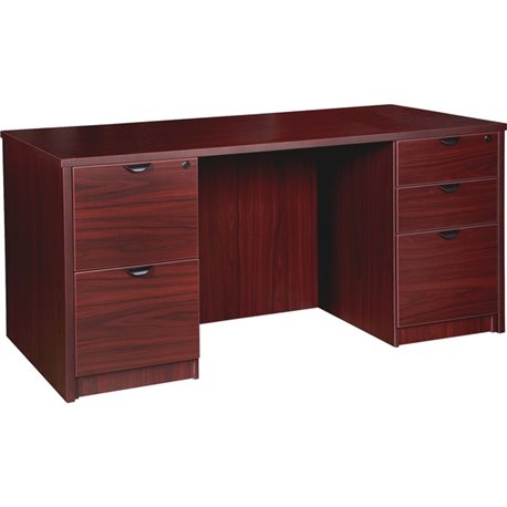 Lorell Prominence 2.0 Double-Pedestal Desk - 1" Top, 60" x 30"29" - 5 x File, Box Drawer(s) - Double Pedestal on Left/Right Side